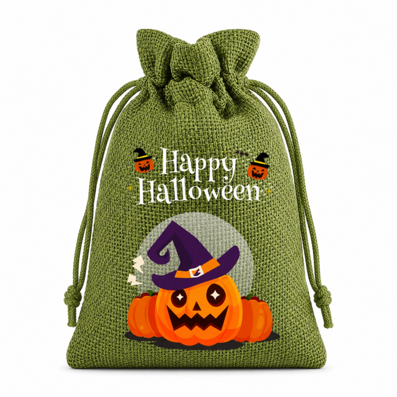 5 Green Series Halloween Candy Gift Packaging Drawstring Bags