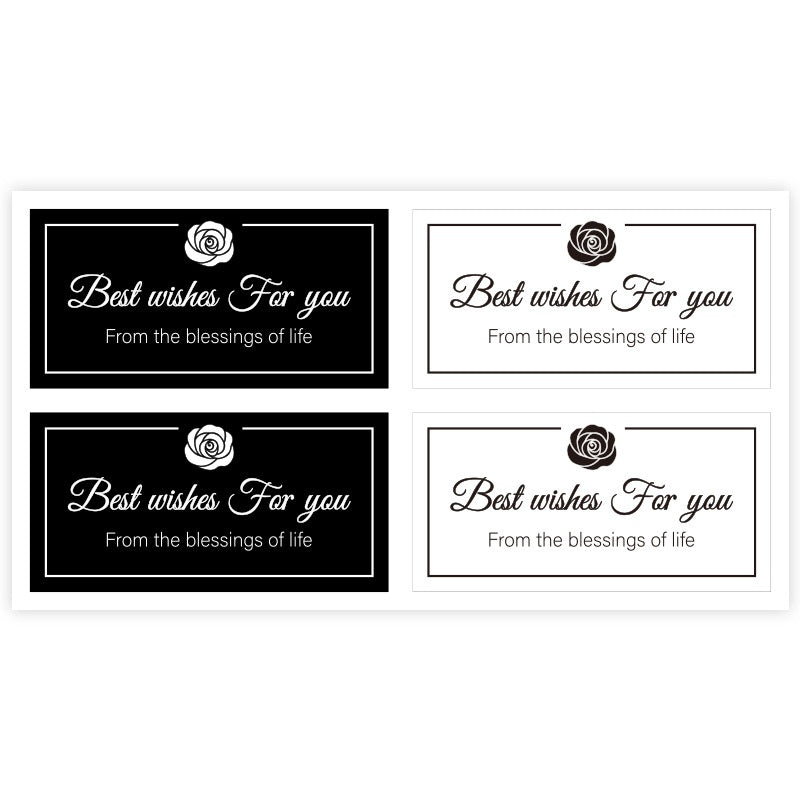 Black Floral Thank You Stickers
