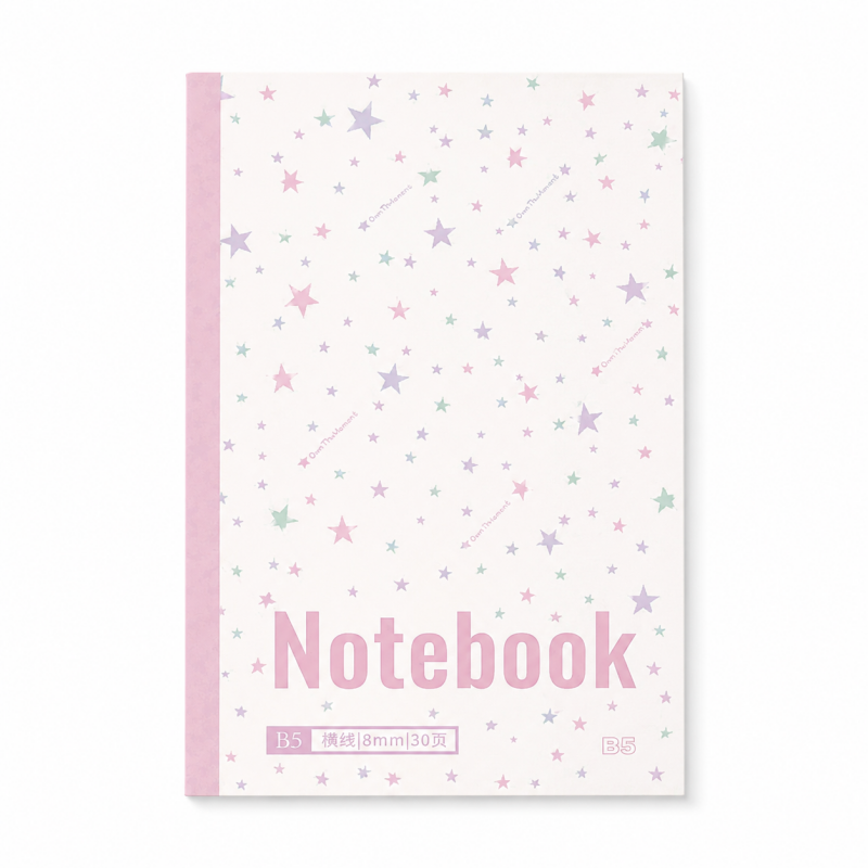 4 Pastel Star Pattern Large Notebook