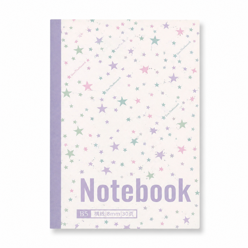 4 Pastel Star Pattern Large Notebook