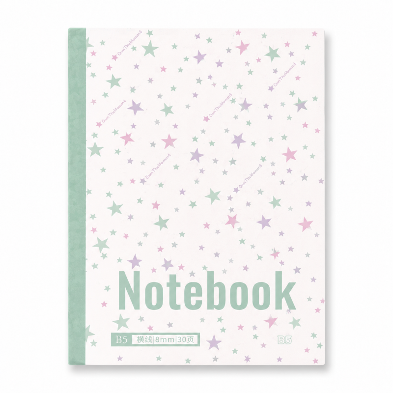 4 Pastel Star Pattern Large Notebook