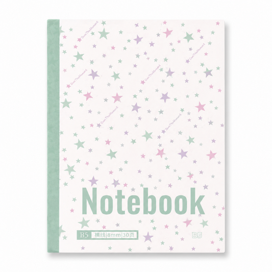 4 Pastel Star Pattern Large Notebook