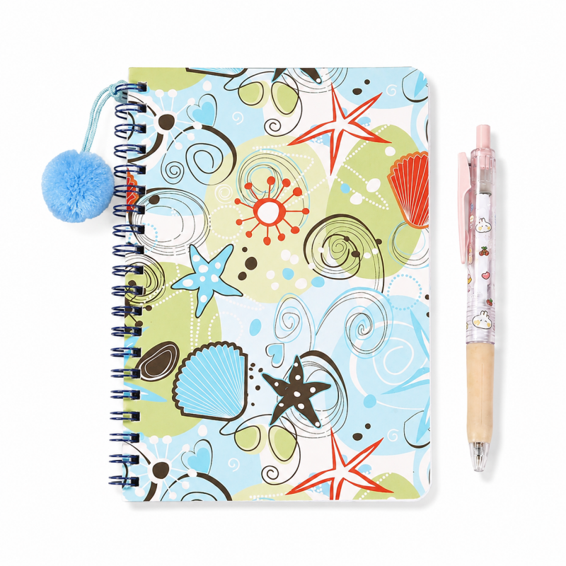 Floral Pom Pom Spiral Notebook