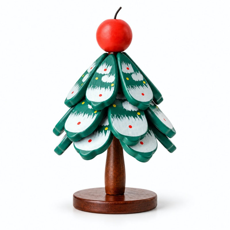 Painted Christmas Tree Shaped Wooden Hot Pad Set