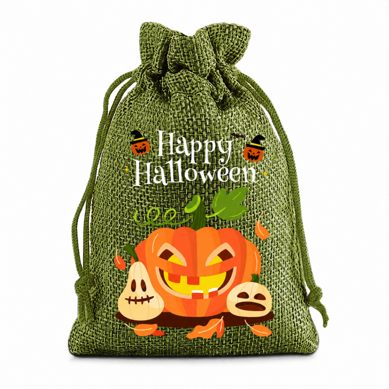 5 Green Series Halloween Candy Gift Packaging Drawstring Bags