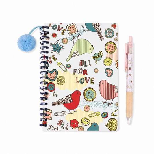 Floral Pom Pom Spiral Notebook