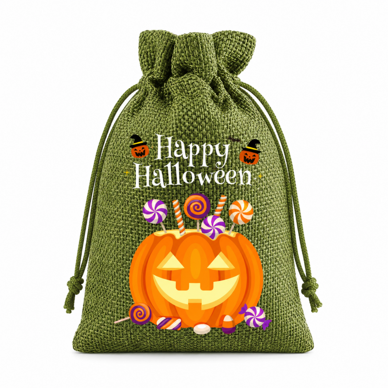 5 Green Series Halloween Candy Gift Packaging Drawstring Bags