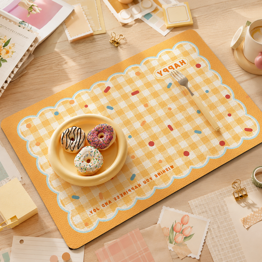 Cream Gingham Waterproof Placemat