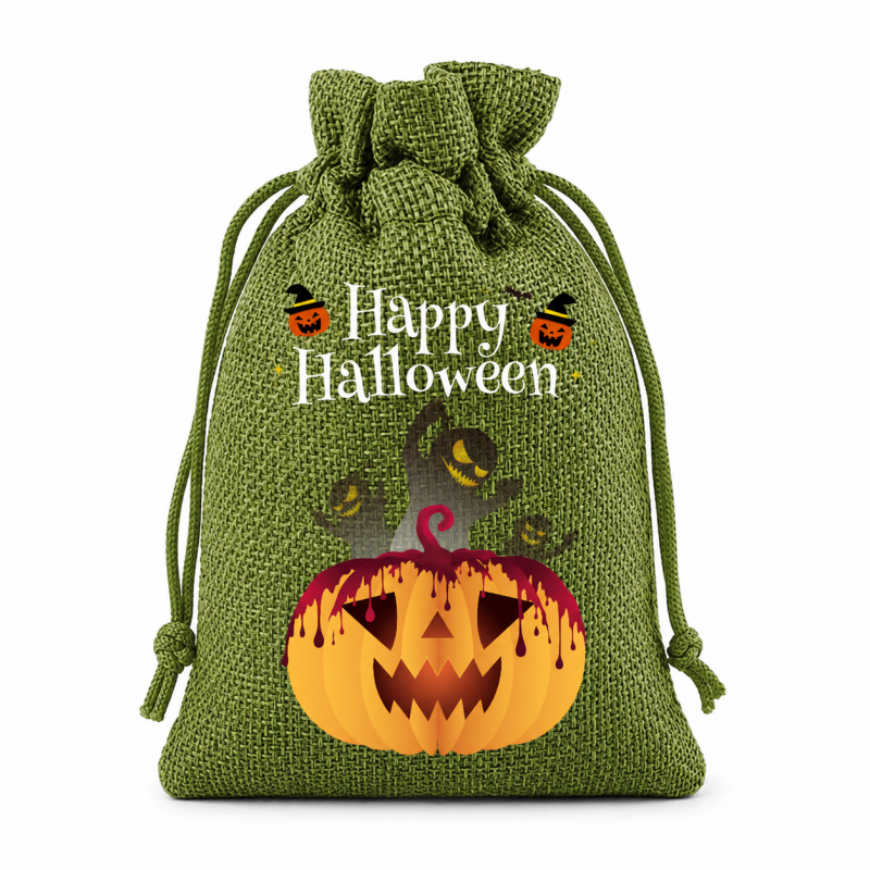 5 Green Series Halloween Candy Gift Packaging Drawstring Bags