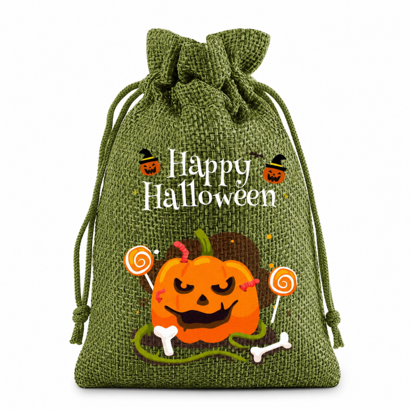 5 Green Series Halloween Candy Gift Packaging Drawstring Bags
