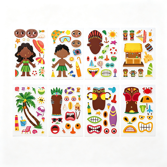 Holographic Hawaii Make A Face Stickers