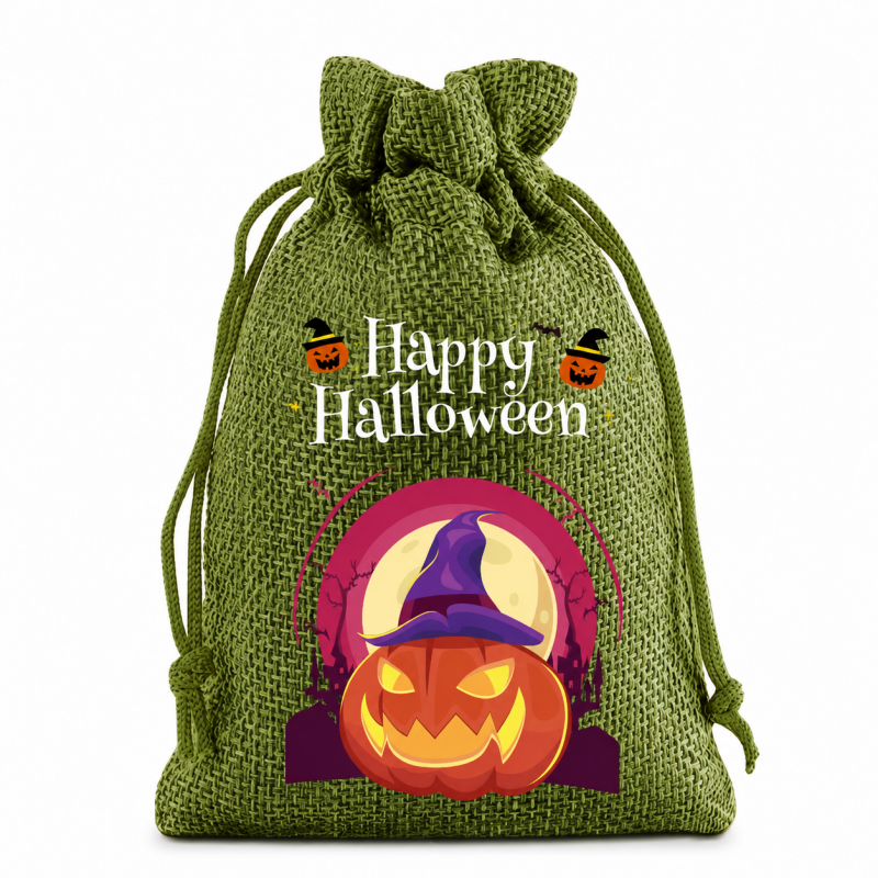 5 Green Series Halloween Candy Gift Packaging Drawstring Bags
