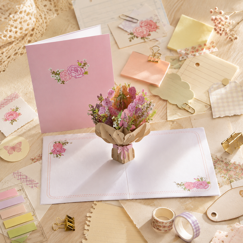 Embroidered Carnation Pop Up Card