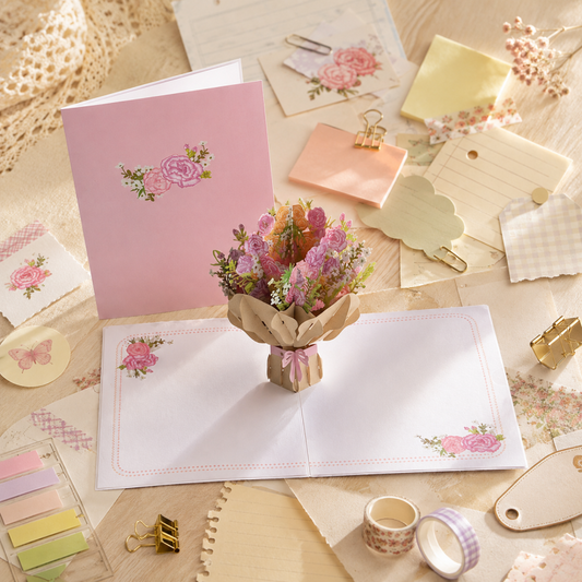 Embroidered Carnation Pop Up Card