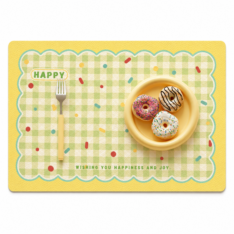 Cream Gingham Waterproof Placemat