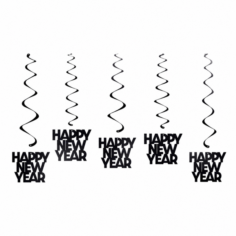 10 Black Gold New Year Decoration Set