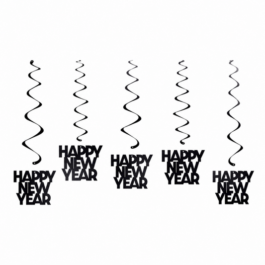 10 Black Gold New Year Decoration Set