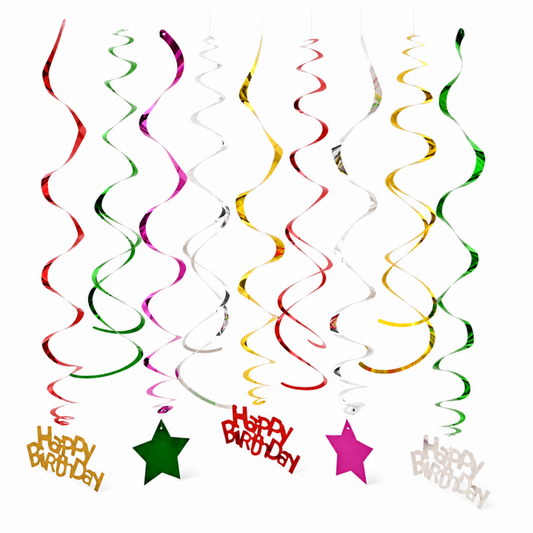 10 Themed Hanging Spiral Decoration Set