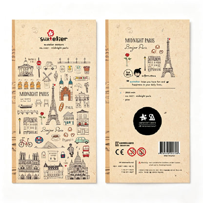 Suatelier Midnight Paris Waterproof PVC Sticker Sheets – Pack of 10