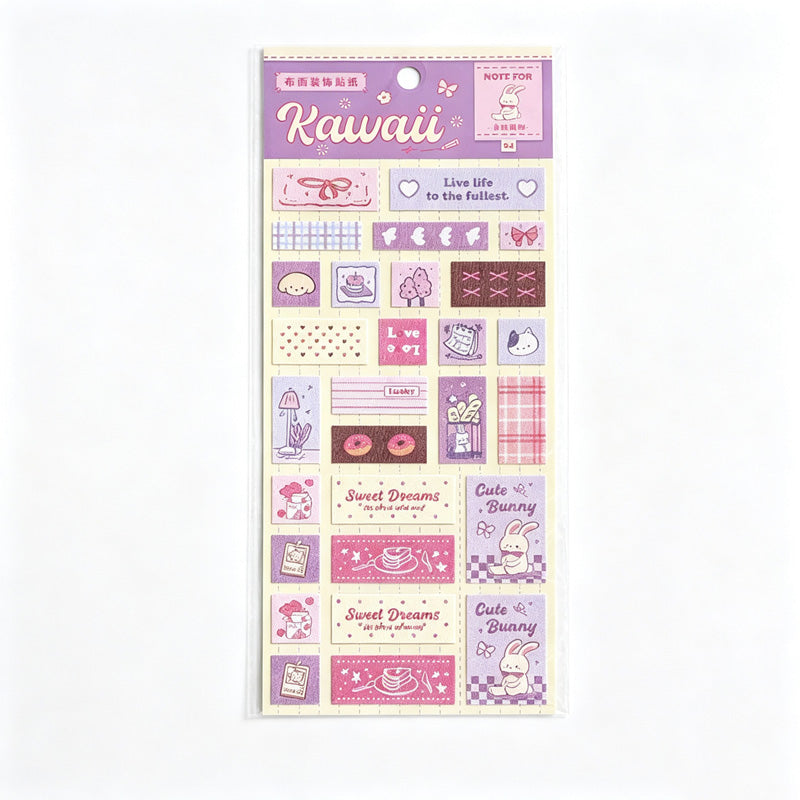 Playful Patchwork Fabric Decorative Sticker Sheet