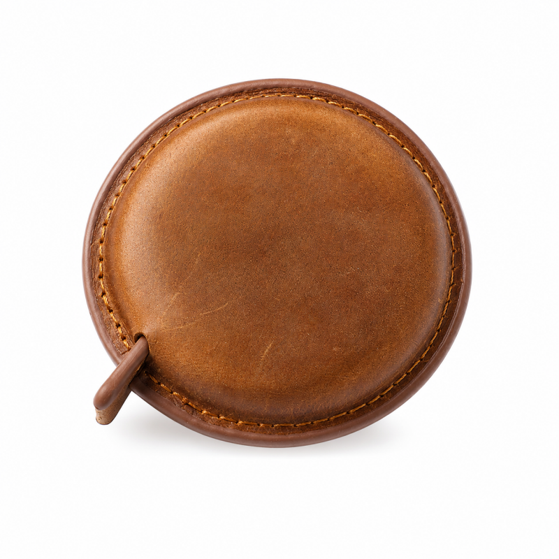 Round Genuine Leather Retractable Tape Measure