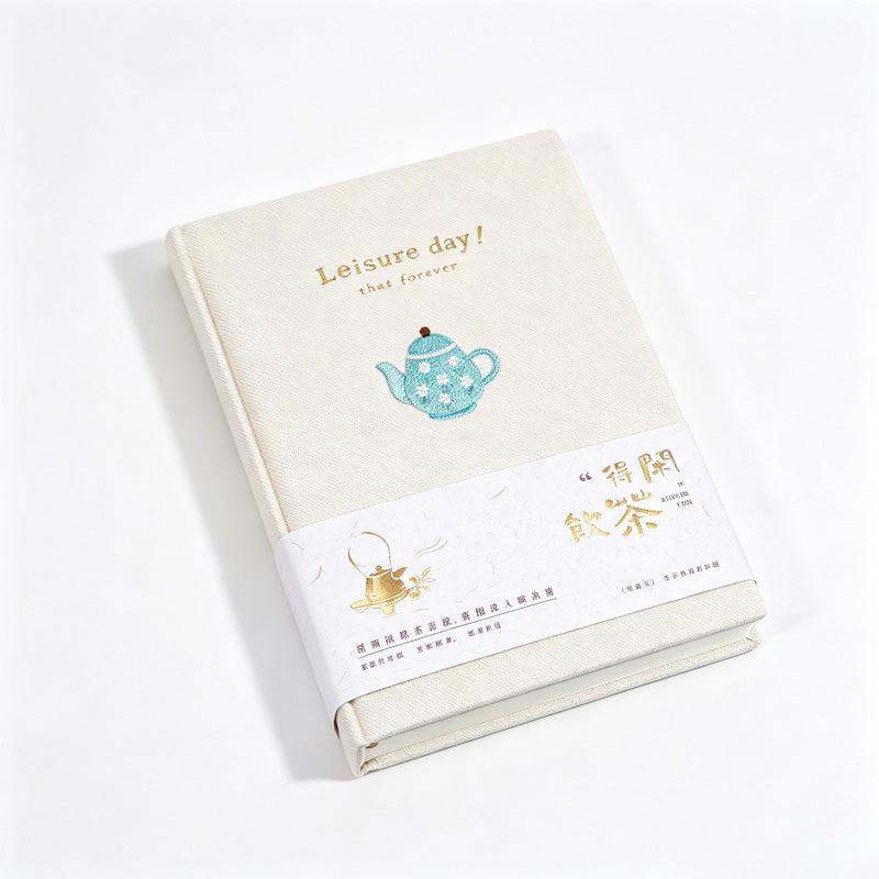 Leisure Tea Time A5 Embroidered Fabric Hardcover Journal