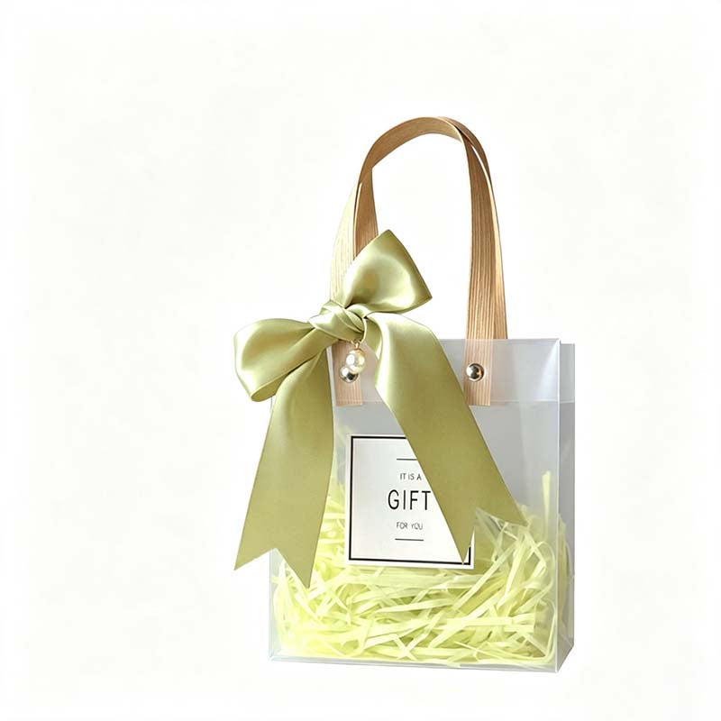 10 Transparent Gift Handbag with Bow