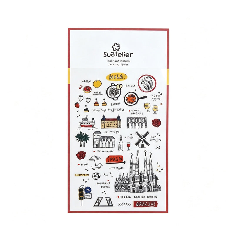 Hola Spain Travel Waterproof Sticker Sheet (MK2GWCT6Z11HST90)