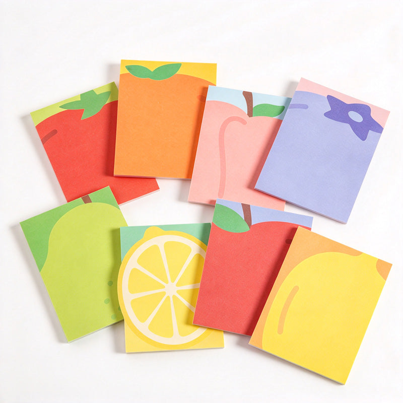 Bold Fruit Memo Pad Set with Full-Bleed Fruit Artwork – 8-Piece Assorted Set