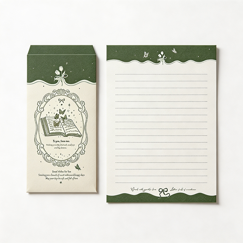 Green Butterfly Letter & Envelope Set