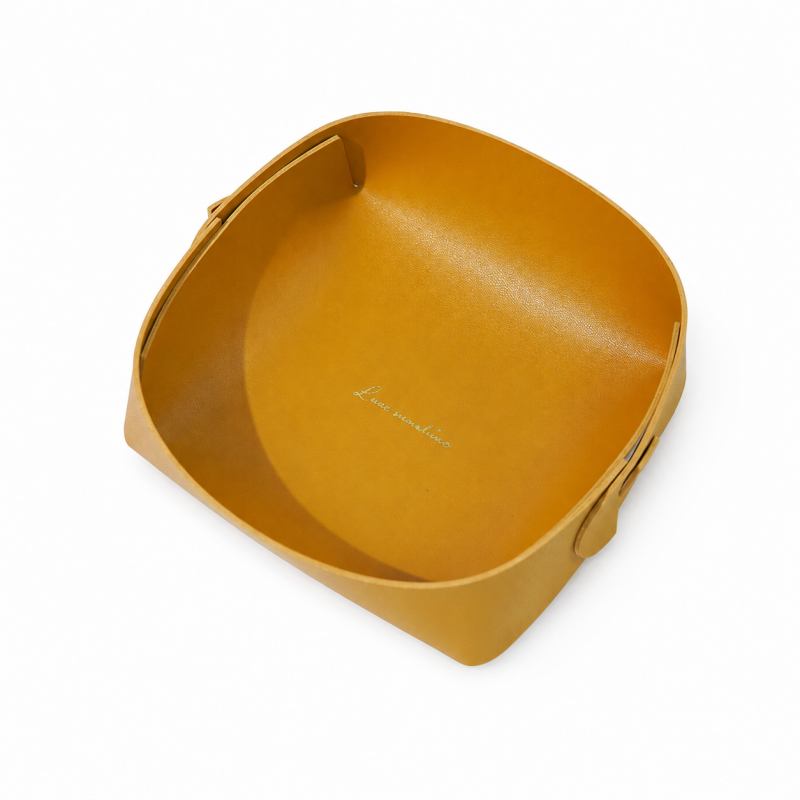Rounded Leather Look Catchall Tray