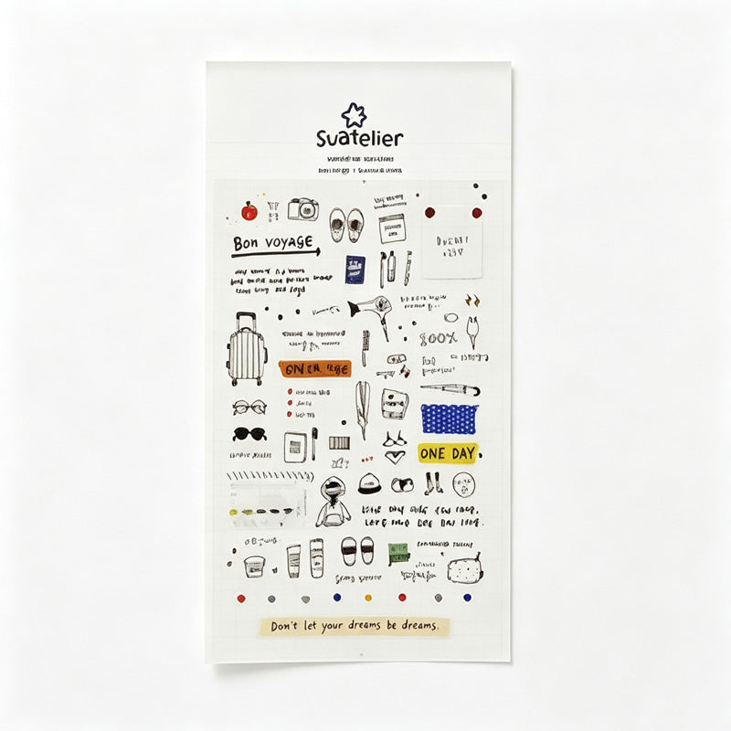 Suatelier Travel Note Waterproof PVC Sticker Sheets – Pack of 10