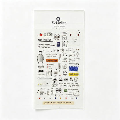 Suatelier Travel Note Waterproof PVC Sticker Sheets – Pack of 10