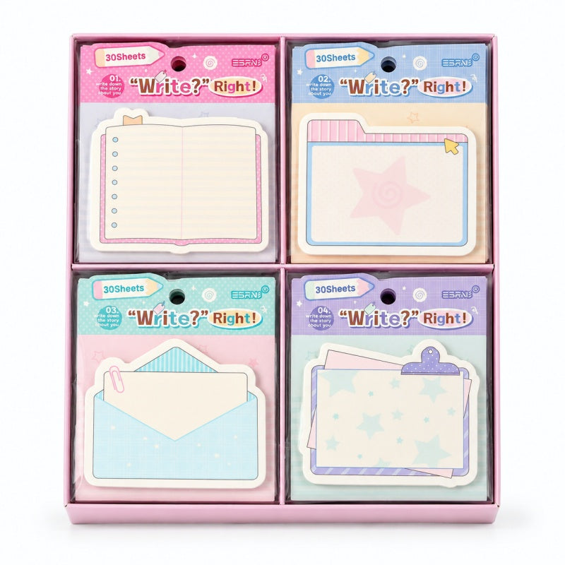 Cute Aesthetic Pastel Sticky Memo Pads – Assorted Set of 48