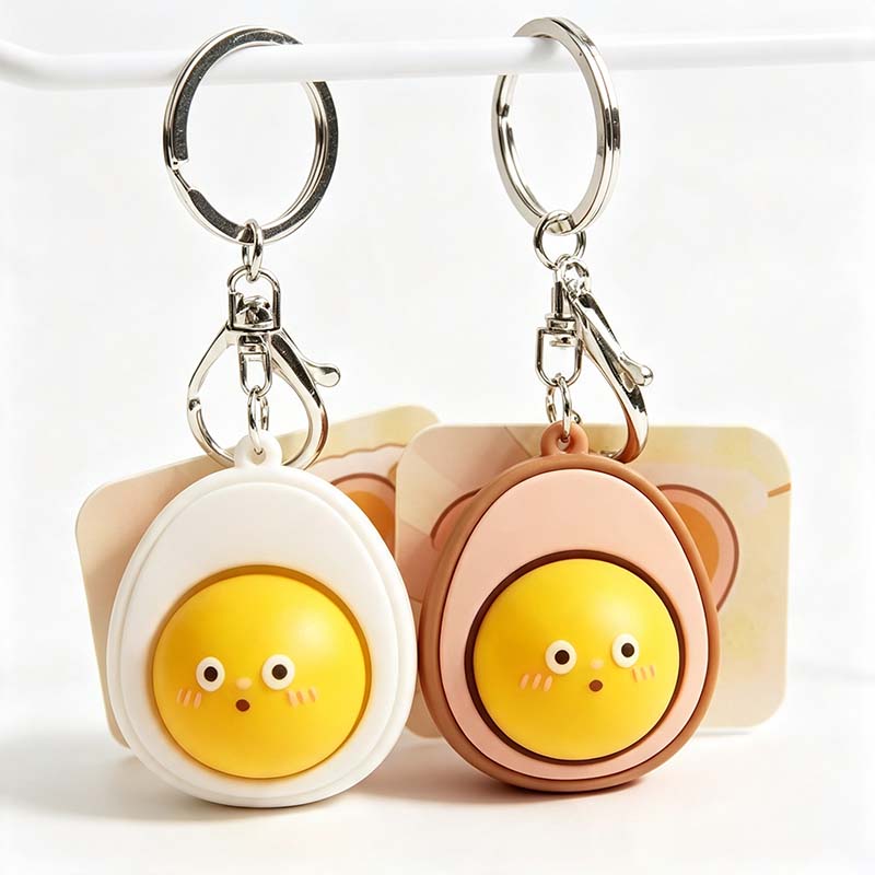 Fried Egg Squeeze Keychain