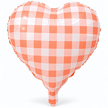 18-Inch Plaid Heart Foil Balloons – Pack of 50