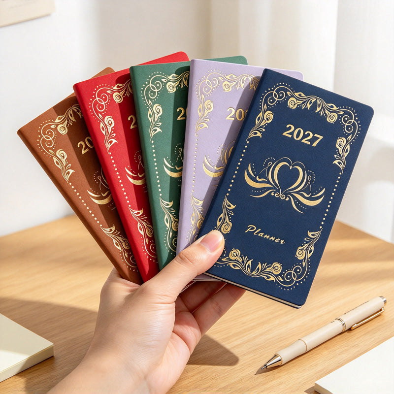 2027 Weekly Planner with Gold-Stamped Soft Leather Cover