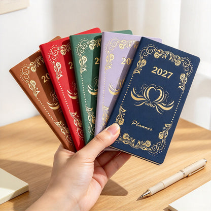 2027 Weekly Planner with Gold-Stamped Soft Leather Cover