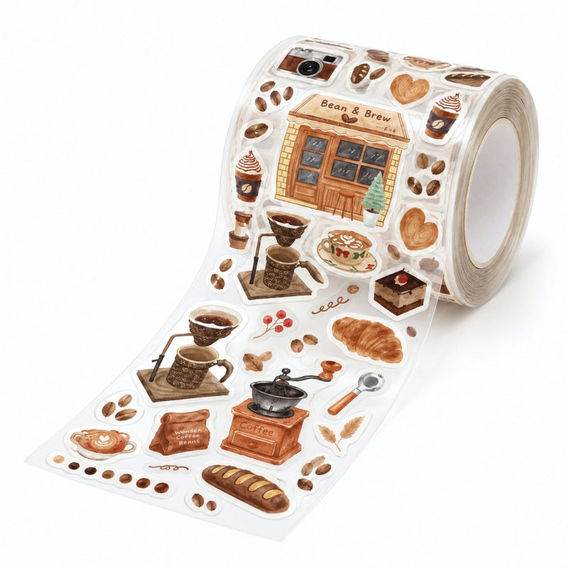 Coffee House Daily Life Die-Cut PET Sticker Tape