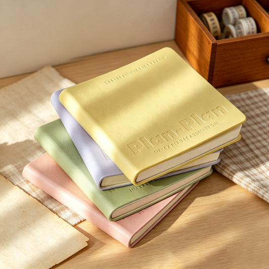 Cube Pocket Minimalist PU Cover with Grid Journal Notebook