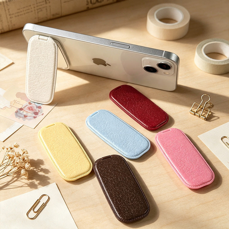 Leather-Texture Flip Mirror Phone Stand