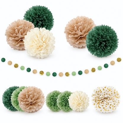 12-Piece Tissue Paper Pom Pom Party Decoration Set