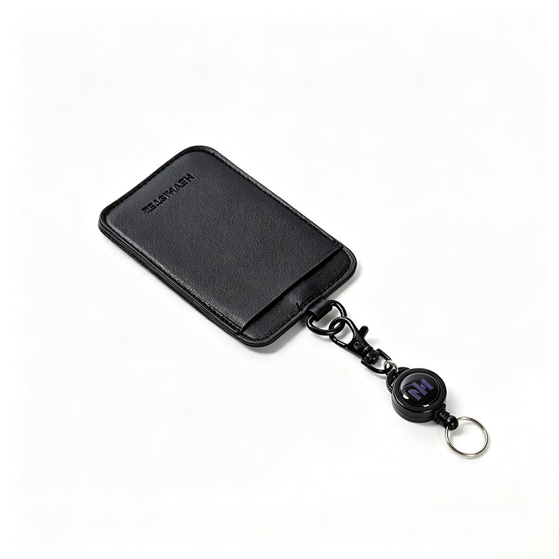 PU Leather Retractable ID Badge Holder
