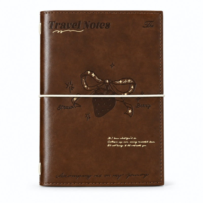 Gold Foil Strawberry Leatherette Notebook-Set of 4