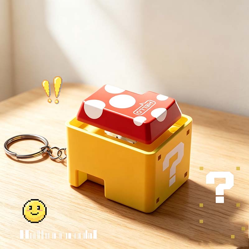 Coin Block Button Fidget Keychain