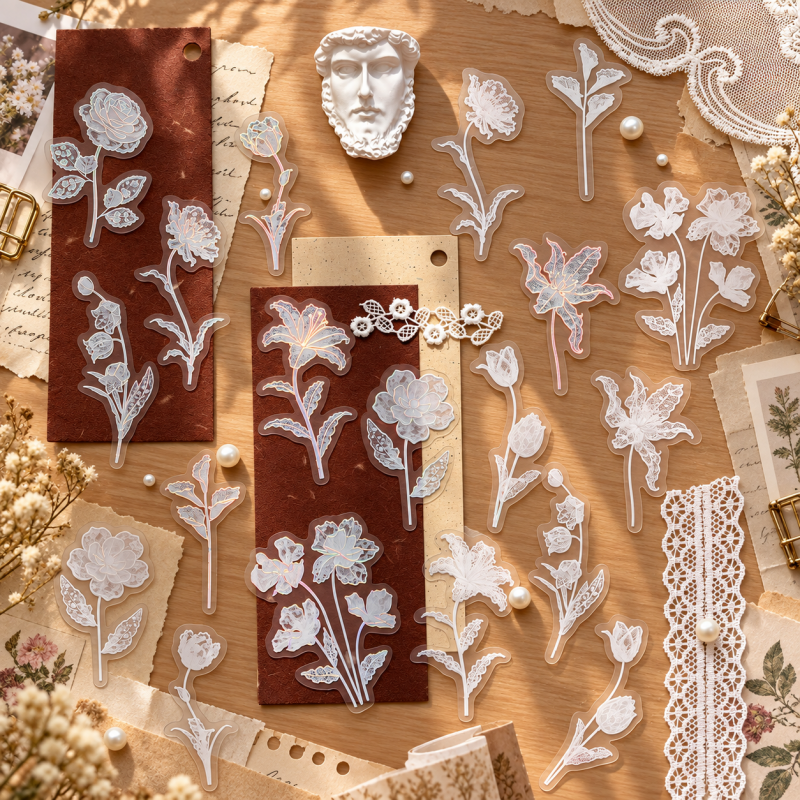 Blossom Silver-Foil PET Sticker Pack