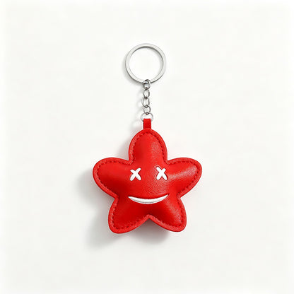 Star & Flower Character PU Leather Keychain