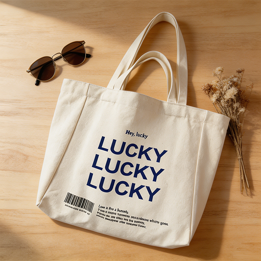 Typographic Canvas Tote Bag
