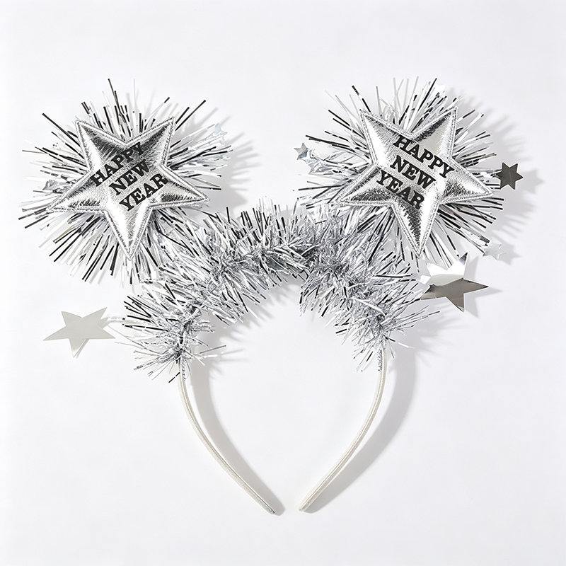 2027 Happy New Year Star Tinsel Party Headband