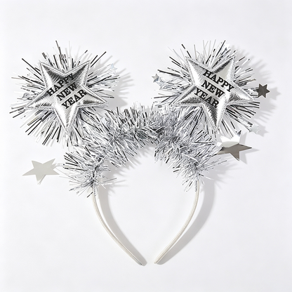 2027 Happy New Year Star Tinsel Party Headband